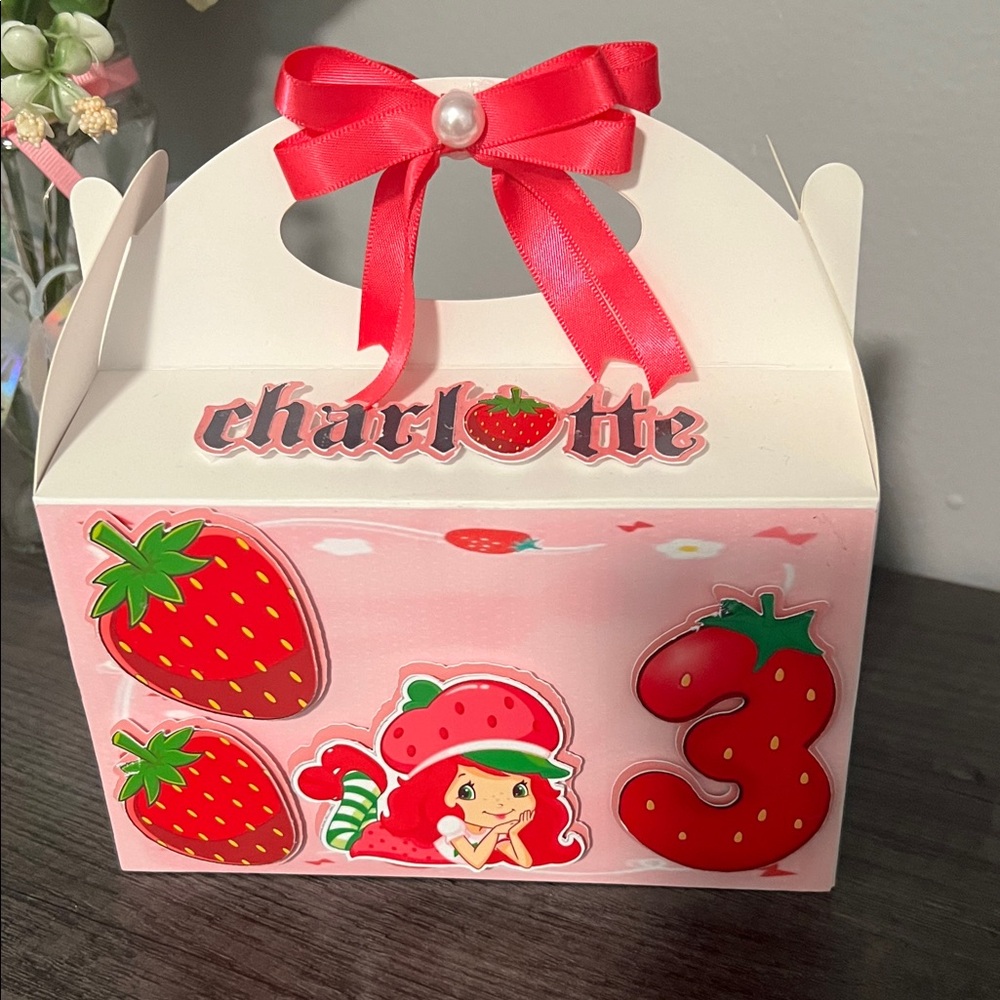 Strawberry-Themed Kids Party Favor Box - Picture 2 of 5